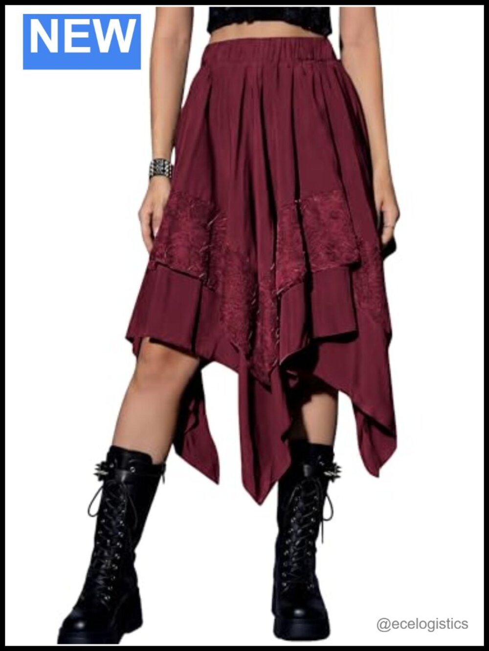 Asymmetrical Gothic Renaissance Skirt Layered Lace High Waist